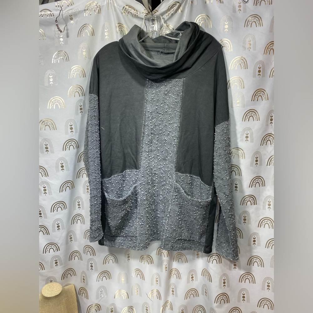 Belle France Gray Cowl Neck Sweater